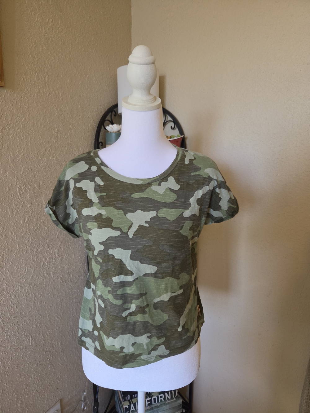Women's Green Camo Short Sleeve Crew Tee